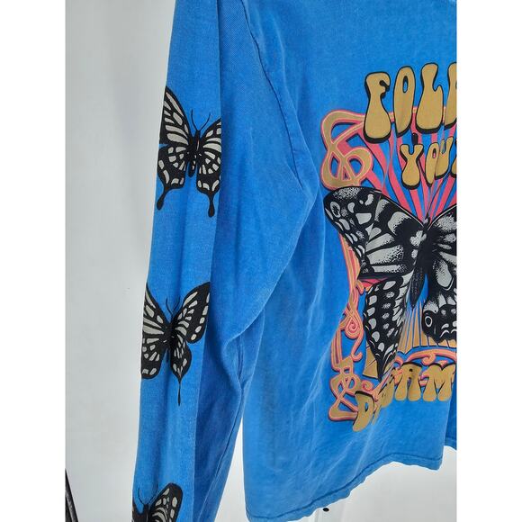 Obsessed Love Womens Sz S Long Sleeve T Shirt Follow Your Dreams Butterfly Print - Picture 4 of 5